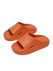女孩極簡風格單帶拖鞋 - 橘色 - 查看 4