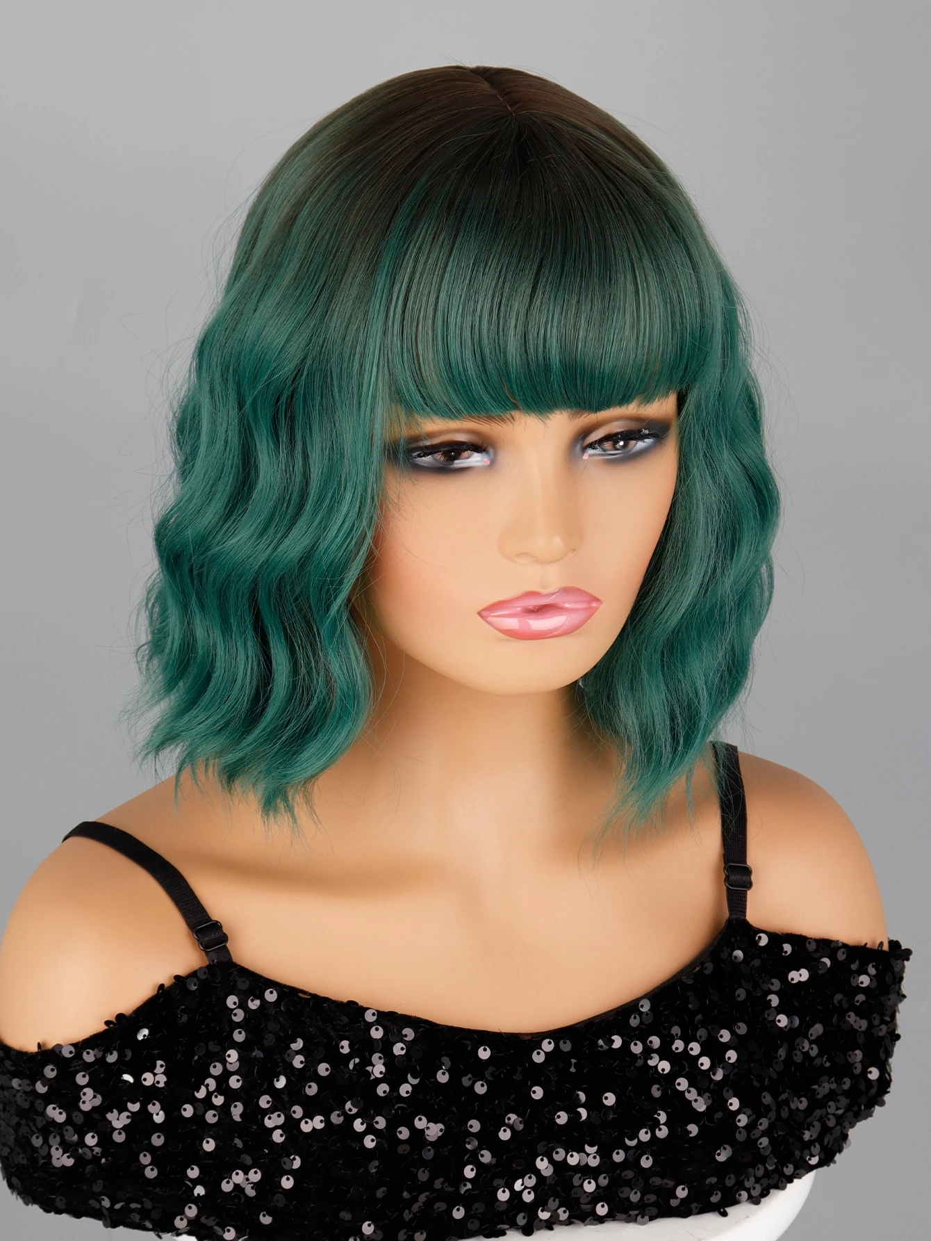 Miniatura 7 de Peluca sintética corto rizado con tupe Multicolor