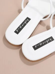 Women White Minimalist Slide Sandals, Open Toe Fashionable Sandals,Beach Outfits,Summer Outfits - White - View 9