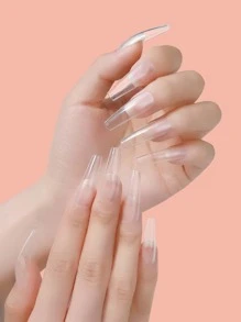Elevate Your Style with 480pcs boxes of transparent color long ballet nail resin extended full coverage fake nails suitable for women and girls - Clear - View 3