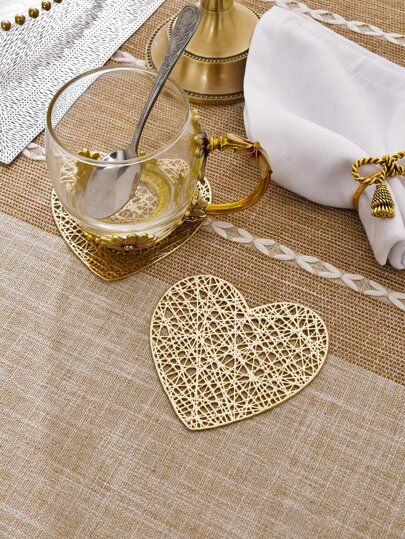 4-6入組情人節心形PVC杯墊，防水、易清潔、防滑、耐高溫、優雅的桌墊、乙烯基桌墊、餐桌裝飾、廚房桌墊、假日婚禮裝飾