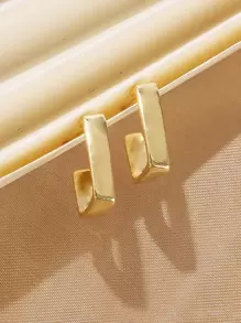 幾何開口耳環 - 金黃色 - 查看 1