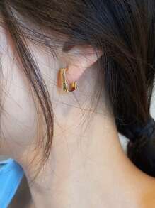 幾何開口耳環 - 金黃色 - 查看 3