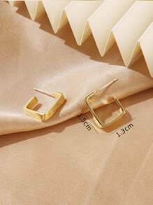 幾何開口耳環 - 金黃色 - 查看 4