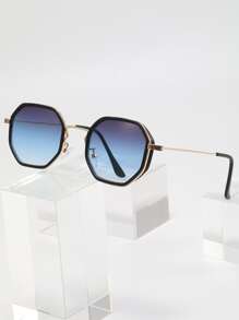 Hombres Gafas de moda de marco geométrico de lentes de ombré - Multicolor - Ver 1