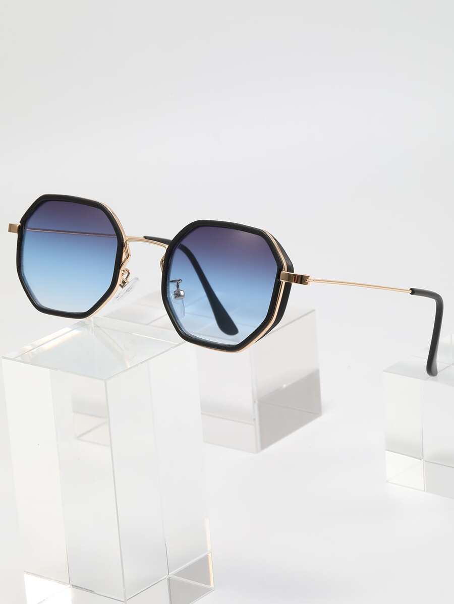 Hombres Gafas de moda de marco geométrico de lentes de ombré - Multicolor - Ver 1