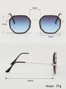 Hombres Gafas de moda de marco geométrico de lentes de ombré - Multicolor - Ver 5