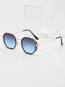 Hombres Gafas de moda de marco geométrico de lentes de ombré - Multicolor - Ver 3