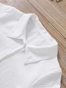 Toddler Girls Solid Button Front Blouse - White - View 3