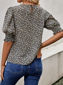 SHEIN Clasi Allover Floral Print Puff Sleeve Blouse - Multicolor - View 2