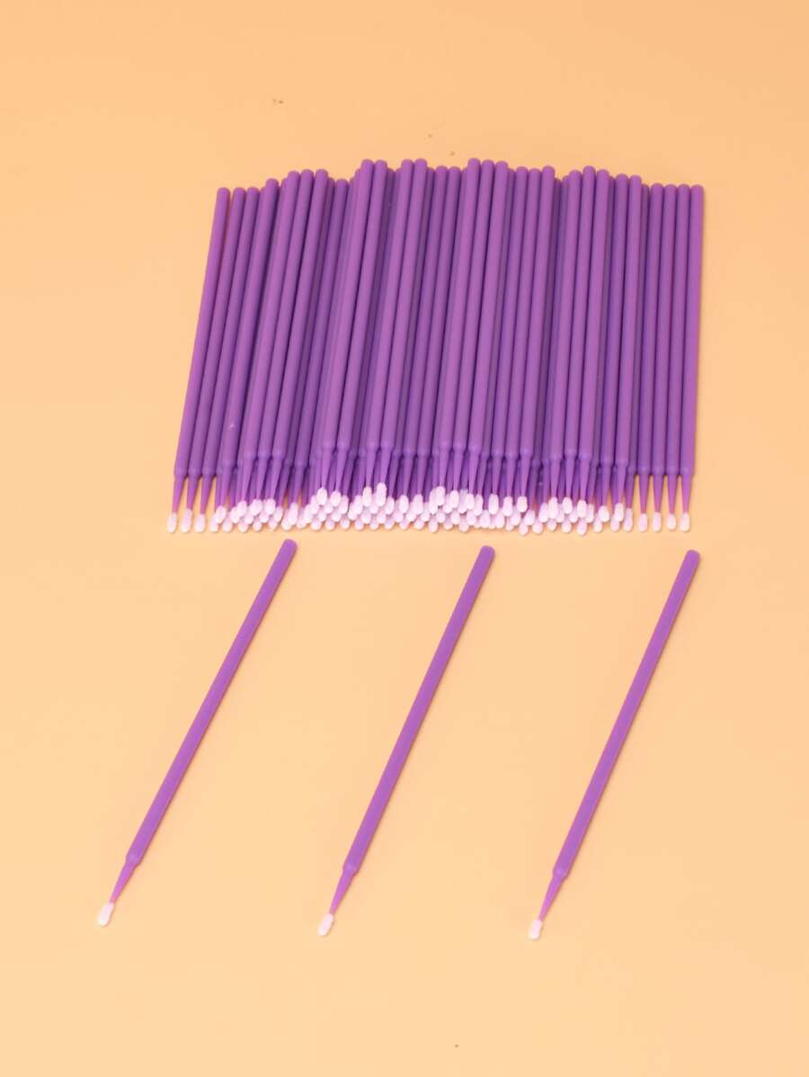 100 piezas Aplicadores de plástico desechables para limpieza de extensiones de pestañas - Morado - Ver 1
