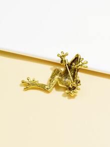 1pc Creative Rhinestone Inlaid Frog Shaped Brooch - Green - View 2