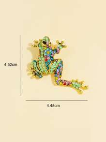 1pc Creative Rhinestone Inlaid Frog Shaped Brooch - Green - View 4