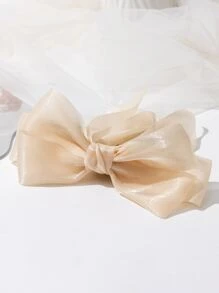 蝴蝶結裝飾香蕉發夾，可愛實用 - 杏色 - 查看 2