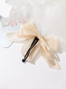 蝴蝶結裝飾香蕉發夾，可愛實用 - 杏色 - 查看 3