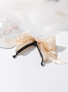 蝴蝶結裝飾香蕉發夾，可愛實用 - 杏色 - 查看 4