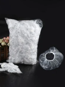 80入組透明一次性防水浴帽染髮劑浴帽PE美容院帽酒店家居沐浴女士浴帽