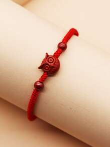 Pulsera búho & con diseño de cuenta - Rojo - Ver 1