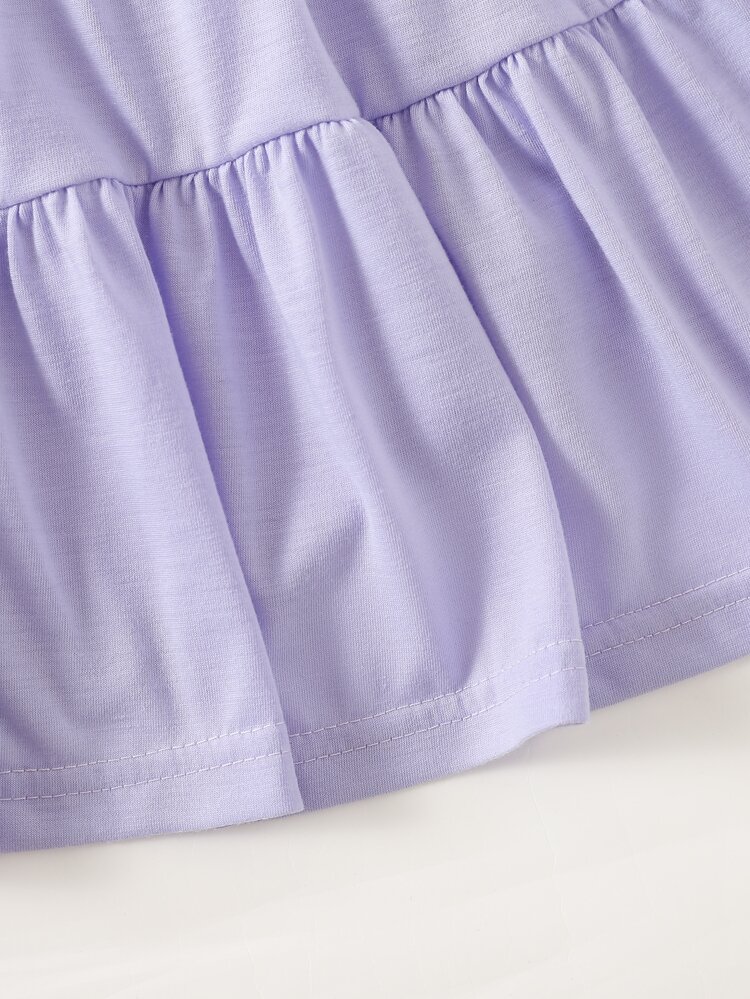 Young Girl 2pcs Ruffle Hem Cami Dress