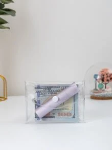 Snap Button Flap Transparent Coin Purse Lightweight Fashion Money For Anniversary For Birthday Gift For Gift White-Collar Workers For Male For Female Clear Purse School Stuff