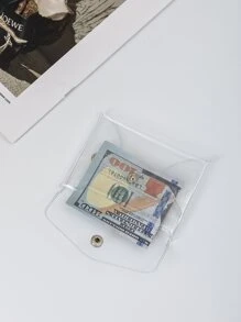 Snap Button Flap Transparent Coin Purse Lightweight Fashion Money For Anniversary For Birthday Gift For Gift White-Collar Workers For Male For Female Clear Purse School Stuff