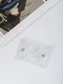 Snap Button Flap Transparent Coin Purse Lightweight Fashion Money For Anniversary For Birthday Gift For Gift White-Collar Workers For Male For Female Clear Purse School Stuff