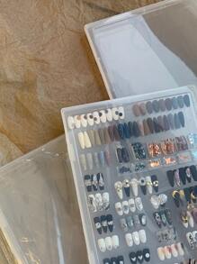 1pc Fake Nail Storage Box With Tape,Room,Home,Bedroom,Bathroom,House,Pink Room,Living Room Decor,Travel Stuff,Gift Bag,Gifts For Mom,Dad,Men,Friends,Teacher,Birthday,Wedding,Desk,Shelves,Accessories,Gift Boxes,Funny Gift,Storage - Clear - View 3