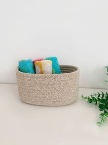 1pc/2pcs Handmade Rope Woven Storage Basket, Multi-Purpose Organizer Bin, Toy, Cosmetic Storage, Foldable Organizer Basket, Desktop Clutter Storage Box, Suitable For Bathroom, Desktop Snack Storage, Jewelry Storage Box, Bedroom, Living Room, Home Desktop Makeup And Miscellaneous Storage Basket - Multicolor - View 3