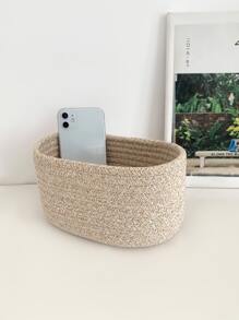 1pc/2pcs Handmade Rope Woven Storage Basket, Multi-Purpose Organizer Bin, Toy, Cosmetic Storage, Foldable Organizer Basket, Desktop Clutter Storage Box, Suitable For Bathroom, Desktop Snack Storage, Jewelry Storage Box, Bedroom, Living Room, Home Desktop Makeup And Miscellaneous Storage Basket - Multicolor - View 4