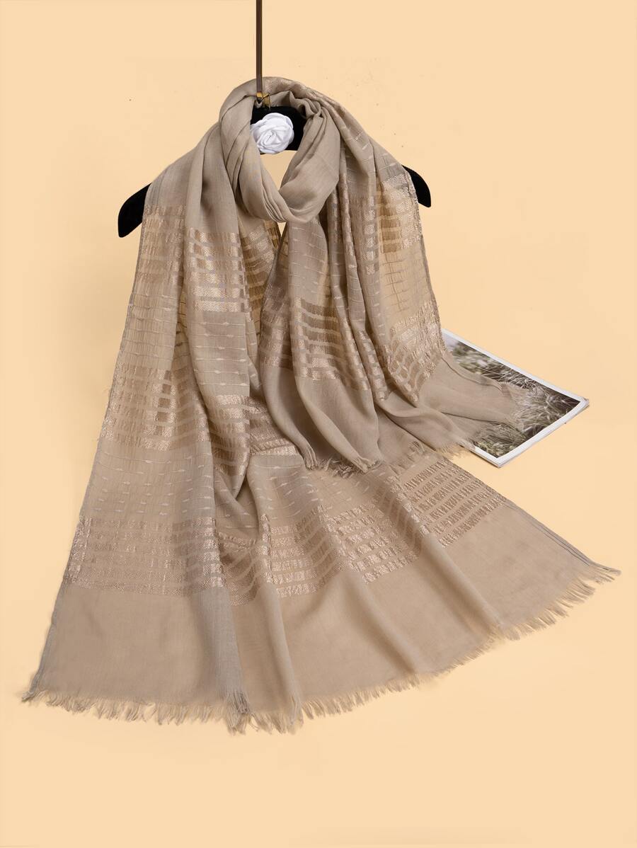 Raw Trim Scarf - Khaki - View 1