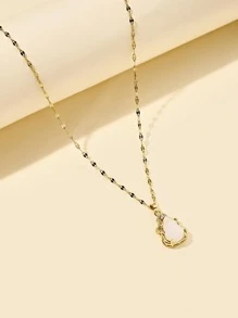 方晶鋯石裝飾幾何吊墜項鍊 - 金黃色 - 查看 3