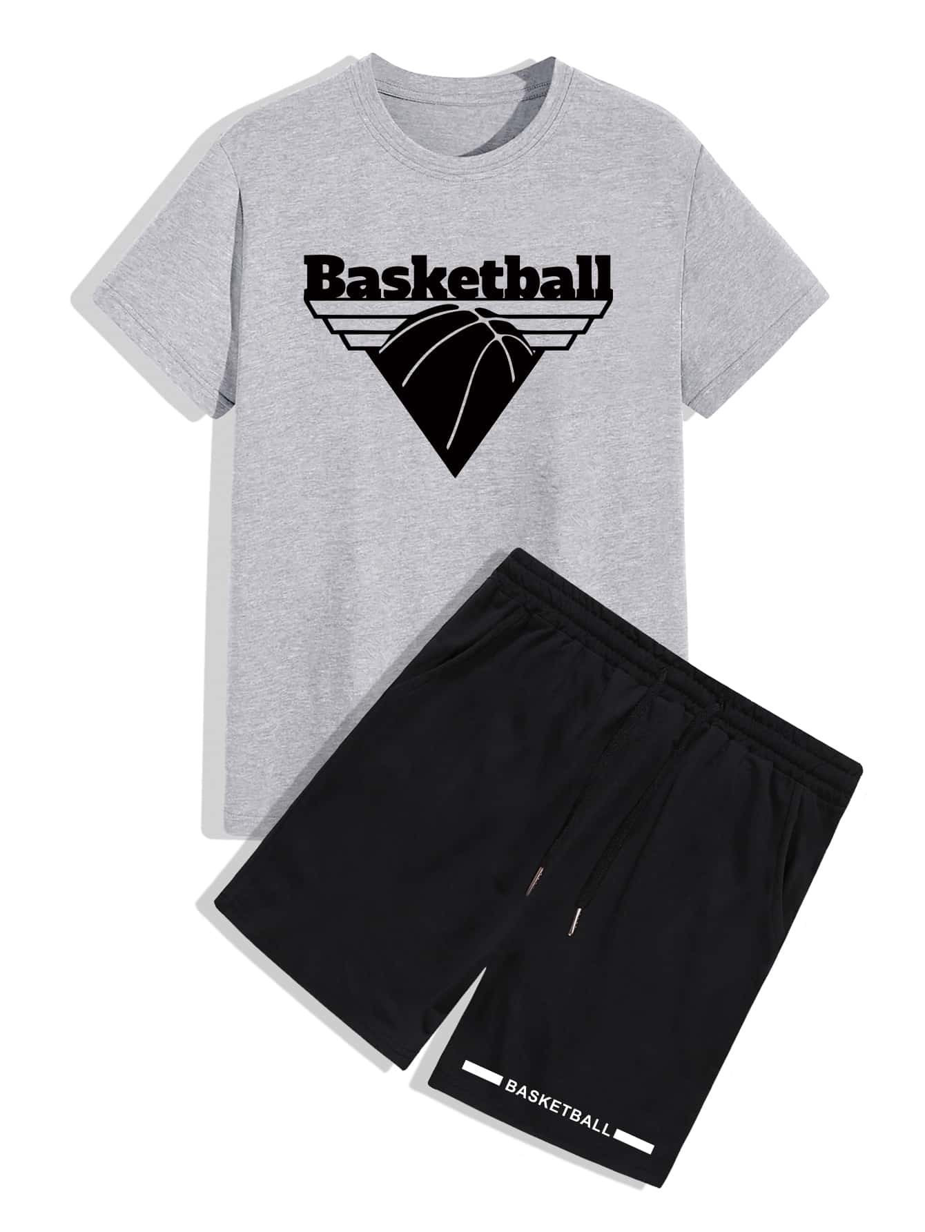 ROMWE MEN Hombres Shorts con camiseta con estampado de letra - Multicolor - Ver 1