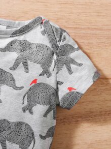 寶寶男童2入組大象印花休閒連身衣，夏季款 - 彩色 - 查看 4