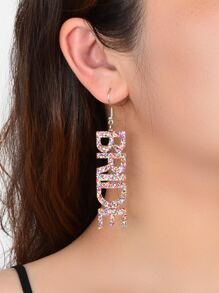 Sequin Decor Letter Drop Earrings - Multicolor - View 2