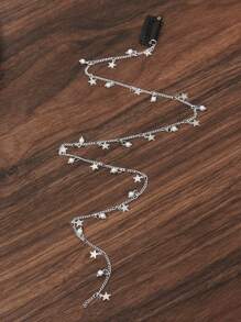 1pc Women's Five-Star Silver Braided Chain Punk Y2k-Style Hair Extension With Invisible Hair Clips, Party Accessory For Music Festivals Tiaras Claw Clips Hair Claws Hair Barrettes, Hair Accessories, Head Accessories, Hairpin - Silver - View 2