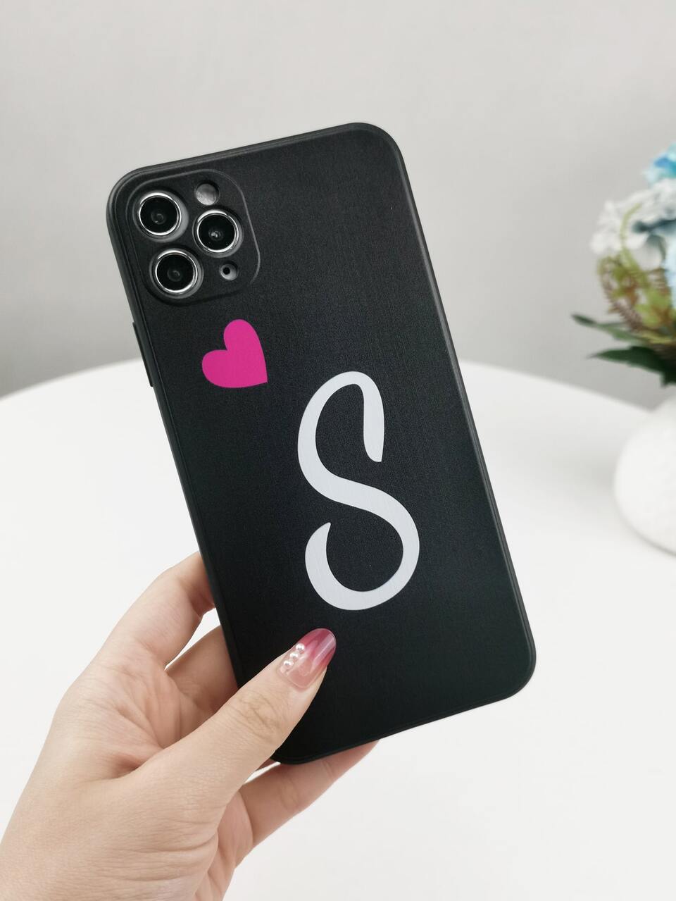 Heart & Letter Graphic Phone Case