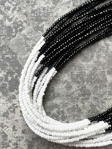 Bộ trang sức đính cườm 3 món hai tông màu - Đen và trắng - Xem 3