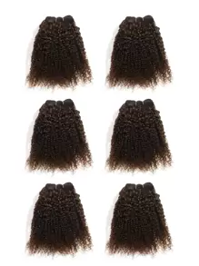 6pcs Curly Human Hair Weave Bundles Dark Brown Dark Brown Color - Dark Brown - View 2