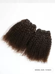 6pcs Curly Human Hair Weave Bundles Dark Brown Dark Brown Color - Dark Brown - View 3
