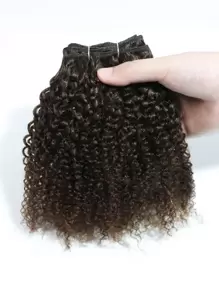 6pcs Curly Human Hair Weave Bundles Dark Brown Dark Brown Color - Dark Brown - View 5