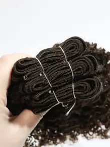 6pcs Curly Human Hair Weave Bundles Dark Brown Dark Brown Color - Dark Brown - View 7