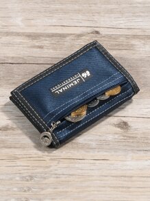 Men Letter Graphic Small Wallet - Blue - View 2