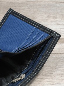 Men Letter Graphic Small Wallet - Blue - View 6
