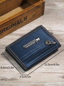 Men Letter Graphic Small Wallet - Blue - View 7