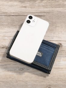 Men Letter Graphic Small Wallet - Blue - View 8