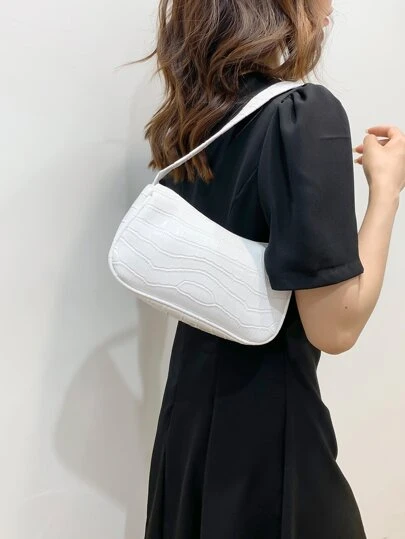 CrocEmbossedBaguetteBag