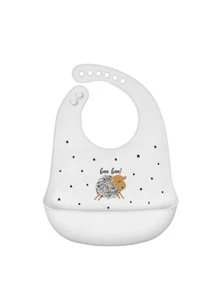 Baby Cartoon Sheep Print Bib - Light Grey - View 1