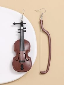 小提琴吊坠耳环 - 咖啡棕 - 查看 6