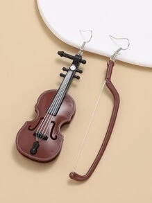 小提琴吊坠耳环 - 咖啡棕 - 查看 7