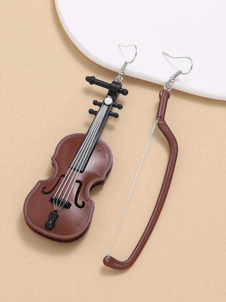 Violin Charm Drop Earrings